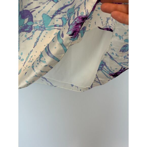 Elie Tahari 100% Silk White Blue Purple Splatter Dress Size 4 - Picture 2 of 9